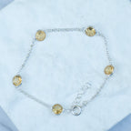 Sterling Silver Round Citrine Gemstone Bracelet – 17 + 3cm