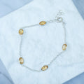 Sterling Silver Oval Citrine Gemstone Bracelet – 17 + 3cm