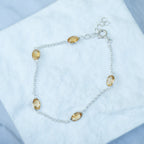 Sterling Silver Oval Citrine Gemstone Bracelet – 17 + 3cm
