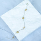Sterling Silver Oval Citrine Gemstone Bracelet – 17 + 3cm
