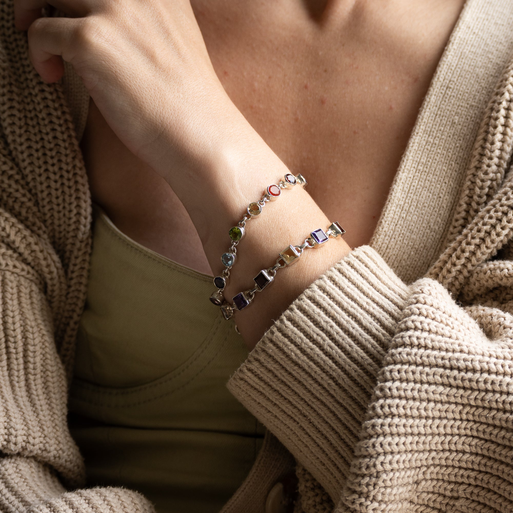Square Semi precious stone mix bracelet - Terciany 