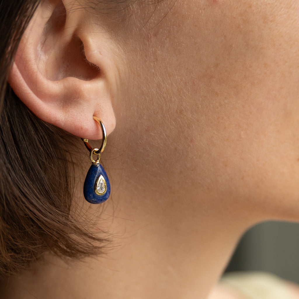 White Quartz, Lapis Lazuli & Golden Obsidian Necklace & Lapis Lazuli Earrings Jewellery Set - Terciany 