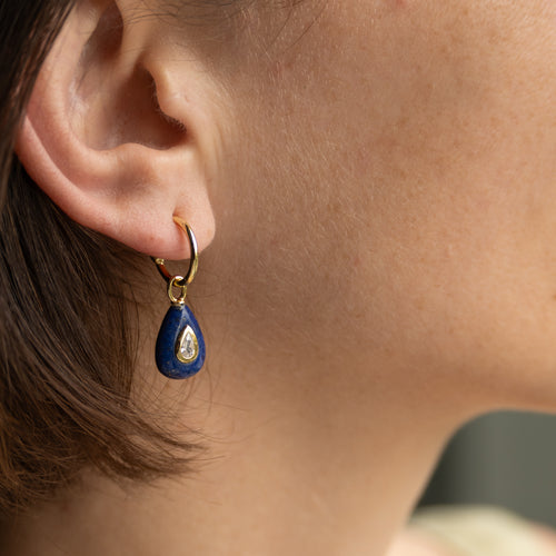 White Quartz, Lapis Lazuli & Golden Obsidian Necklace & Lapis Lazuli Earrings Jewellery Set - Terciany 