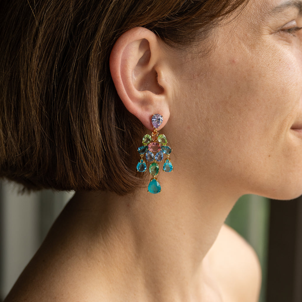 Sanet Semi Precious Stone Statement Earrings - Terciany 