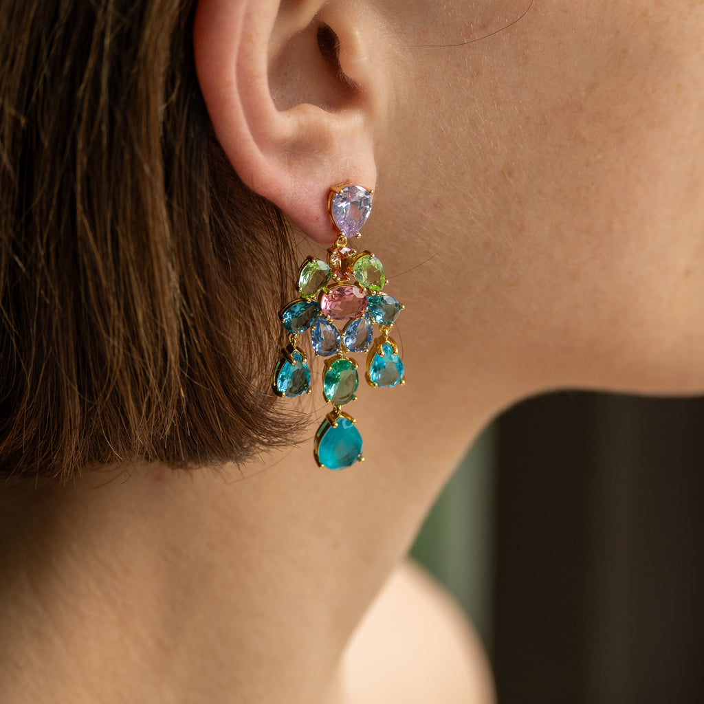 Sanet Semi Precious Stone Statement Earrings - Terciany 