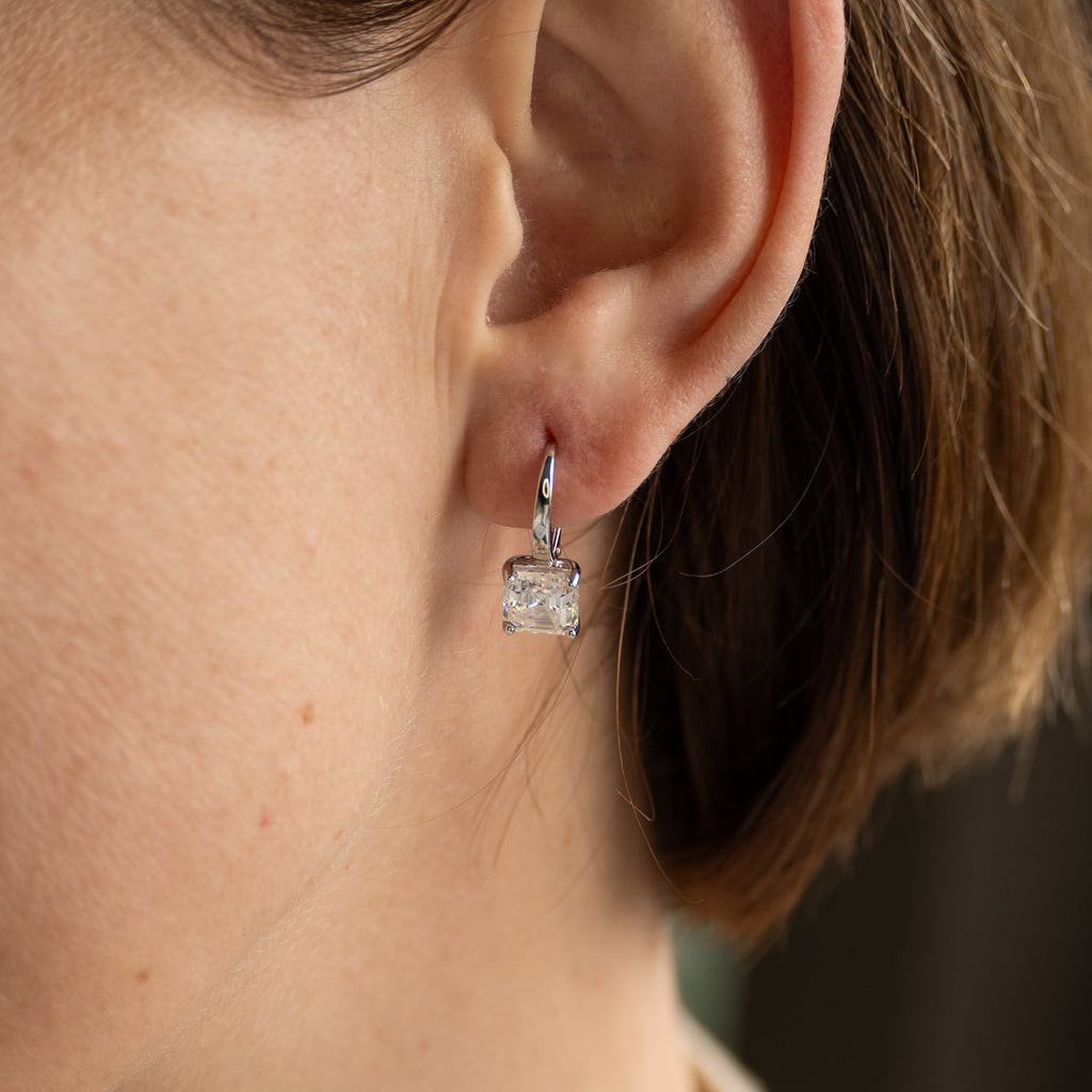 Unique Square Moissanite drop Earrings - Terciany 