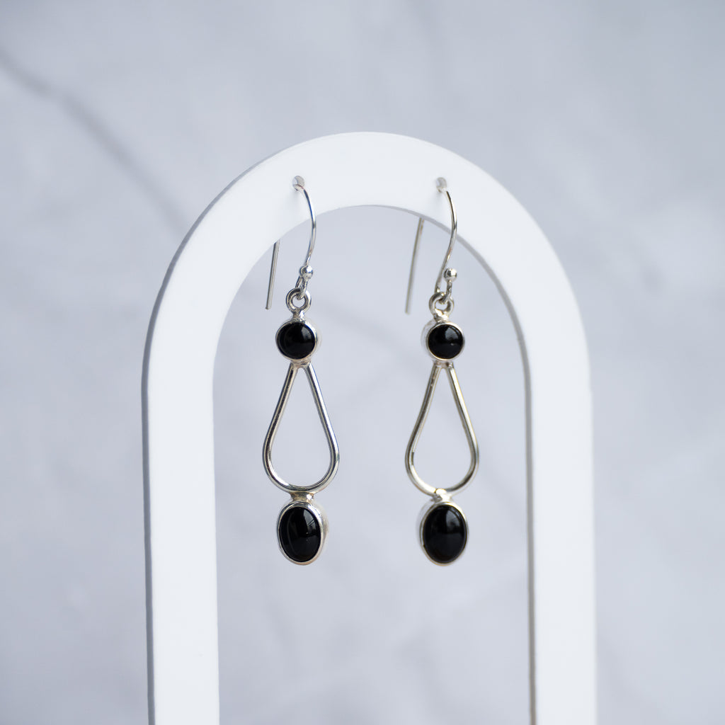Black Onyx drop earrings - Terciany 