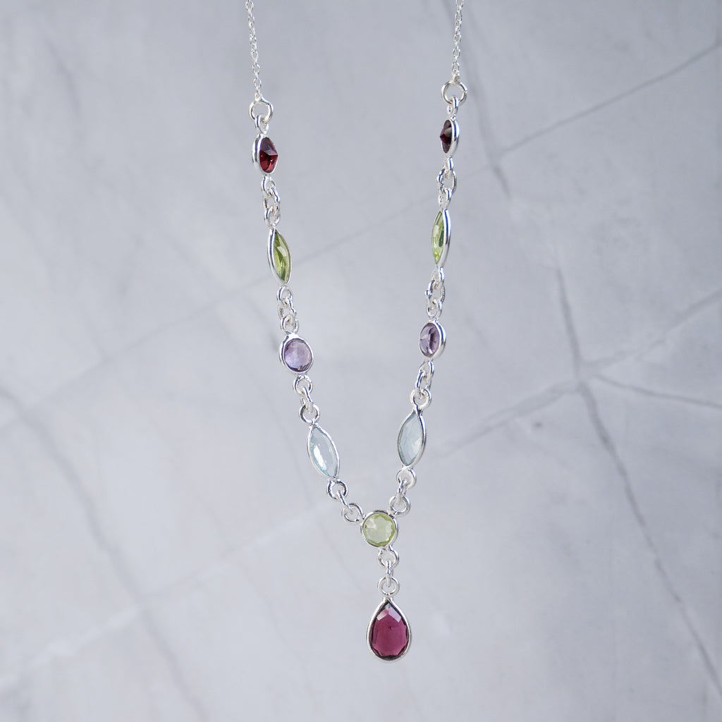 Semi Precious Rainbow drop Necklace