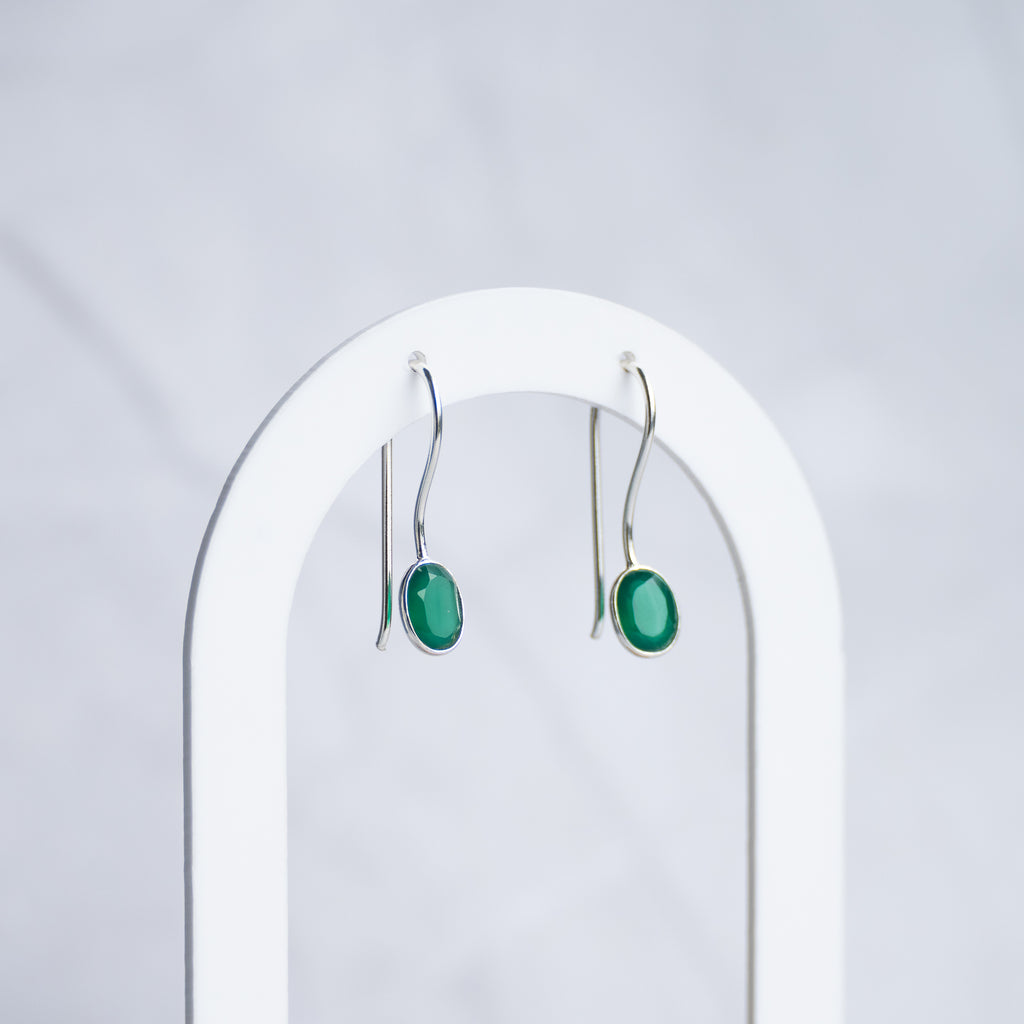 Green Onyx Semi Precious stone drop earrings