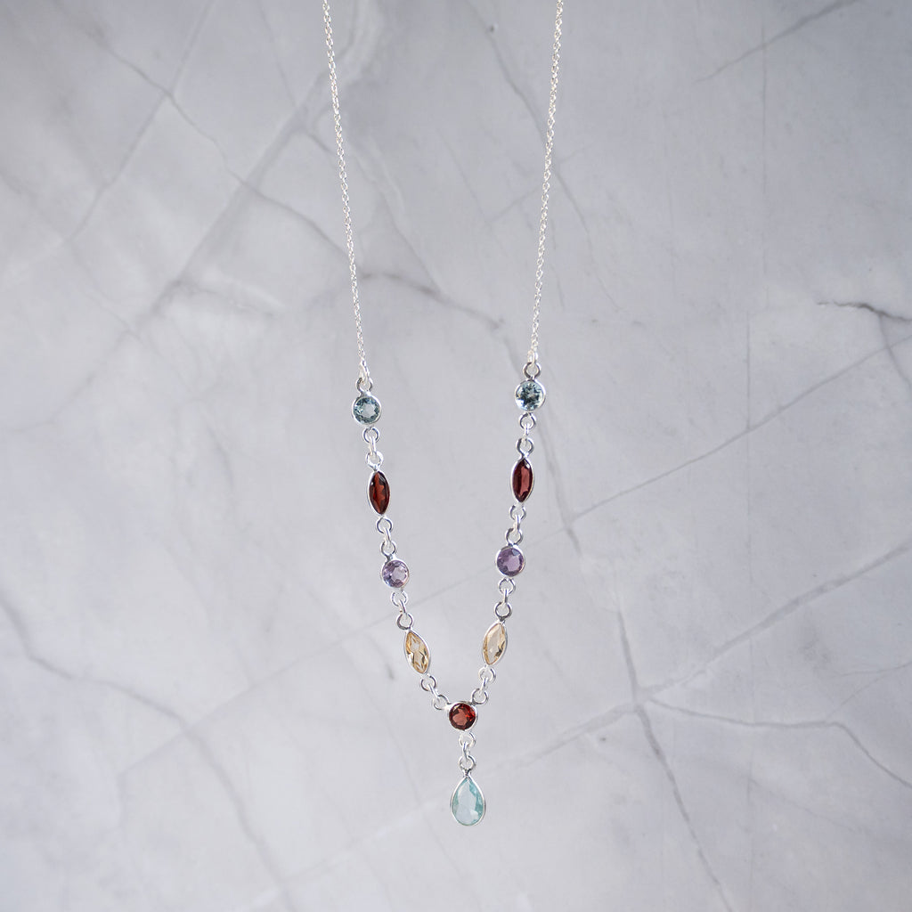 Semi Precious Rainbow drop Necklace