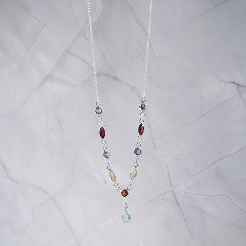 Semi Precious Rainbow drop Necklace - Terciany 