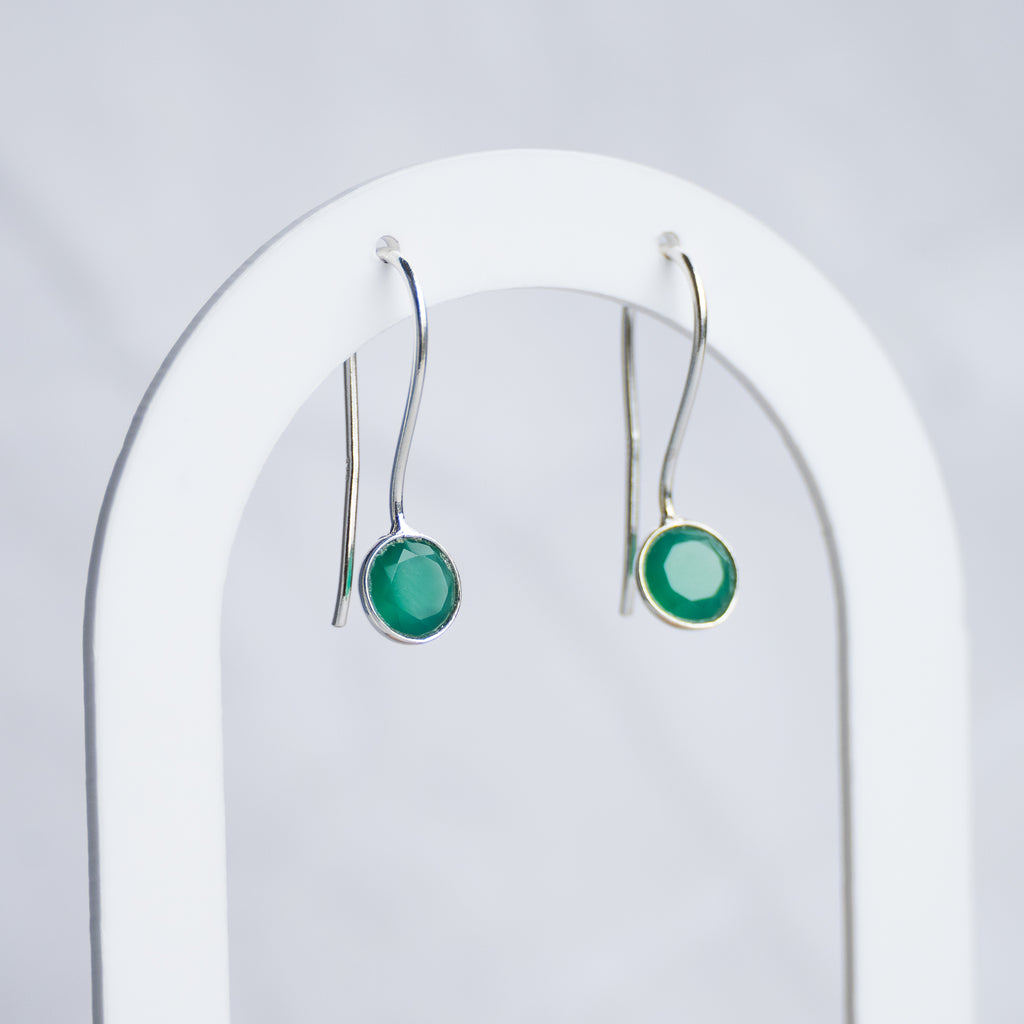 Green Onyx Semi Precious stone drop earrings