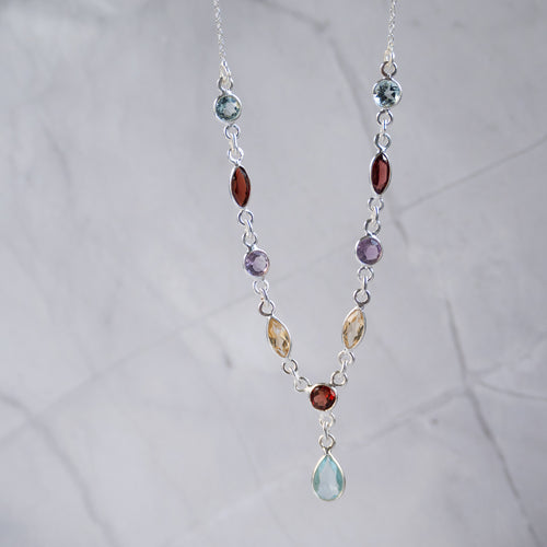 Semi Precious Rainbow drop Necklace - Terciany 