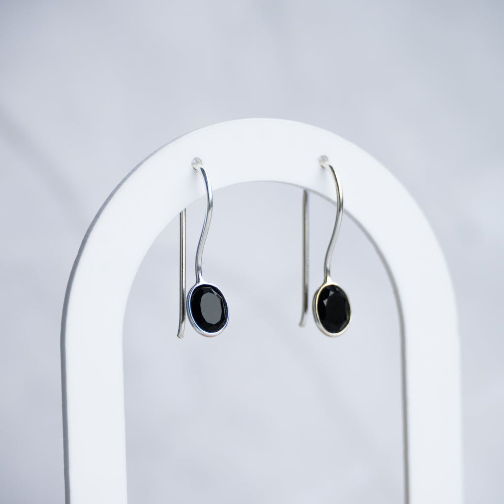 Black Onyx Semi precious stone drop earrings - Terciany 