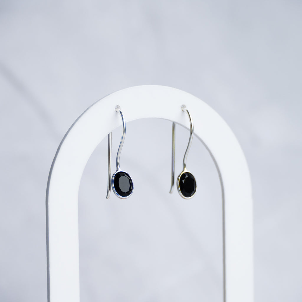 Black Onyx Semi precious stone drop earrings - Terciany 
