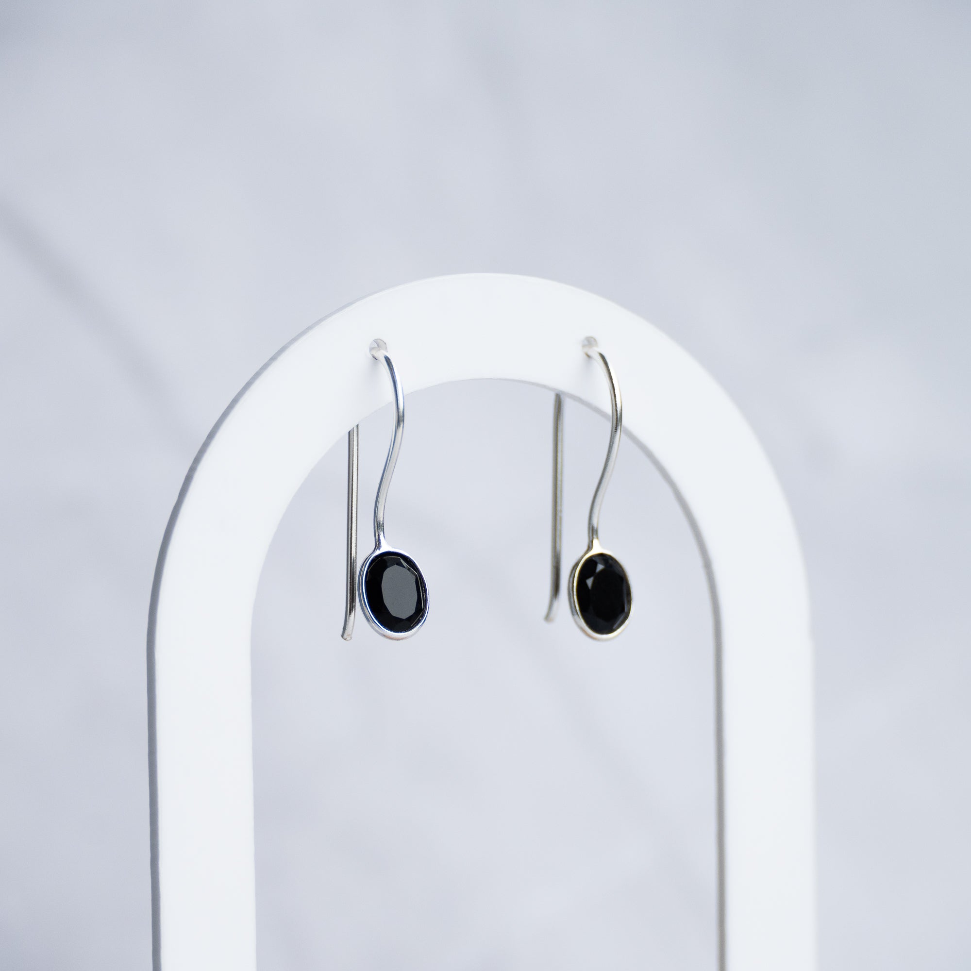 Black Onyx Semi precious stone drop earrings