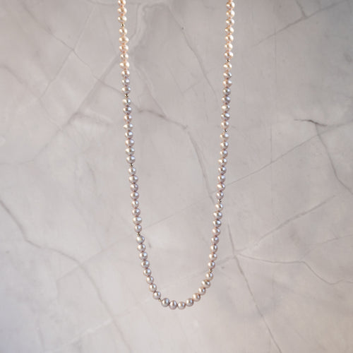 5 mm Grey/Peach Pearl necklace - Terciany 