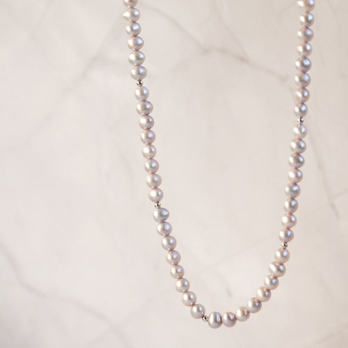 5 mm Grey/Peach Pearl necklace - Terciany 