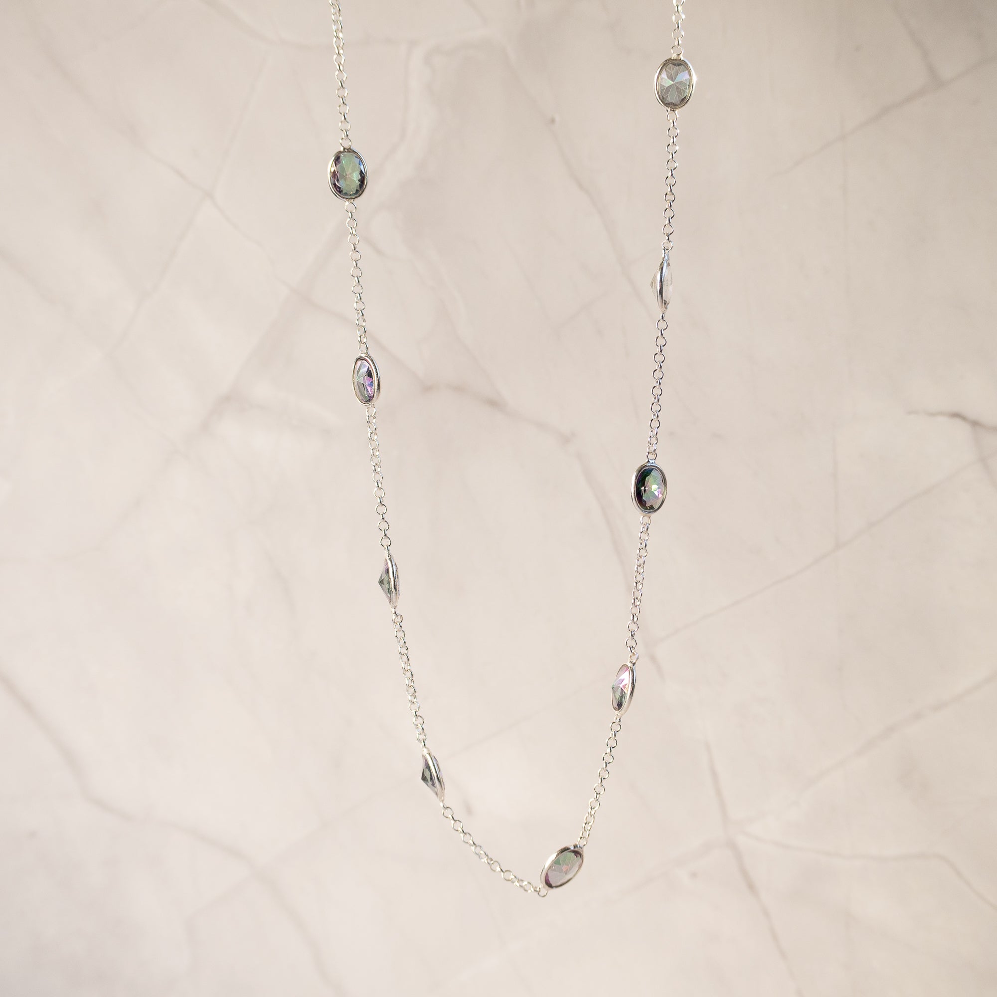 Oval Mystic topaz necklace