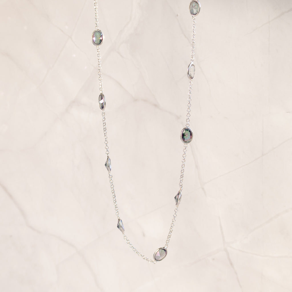 Oval Mystic topaz necklace