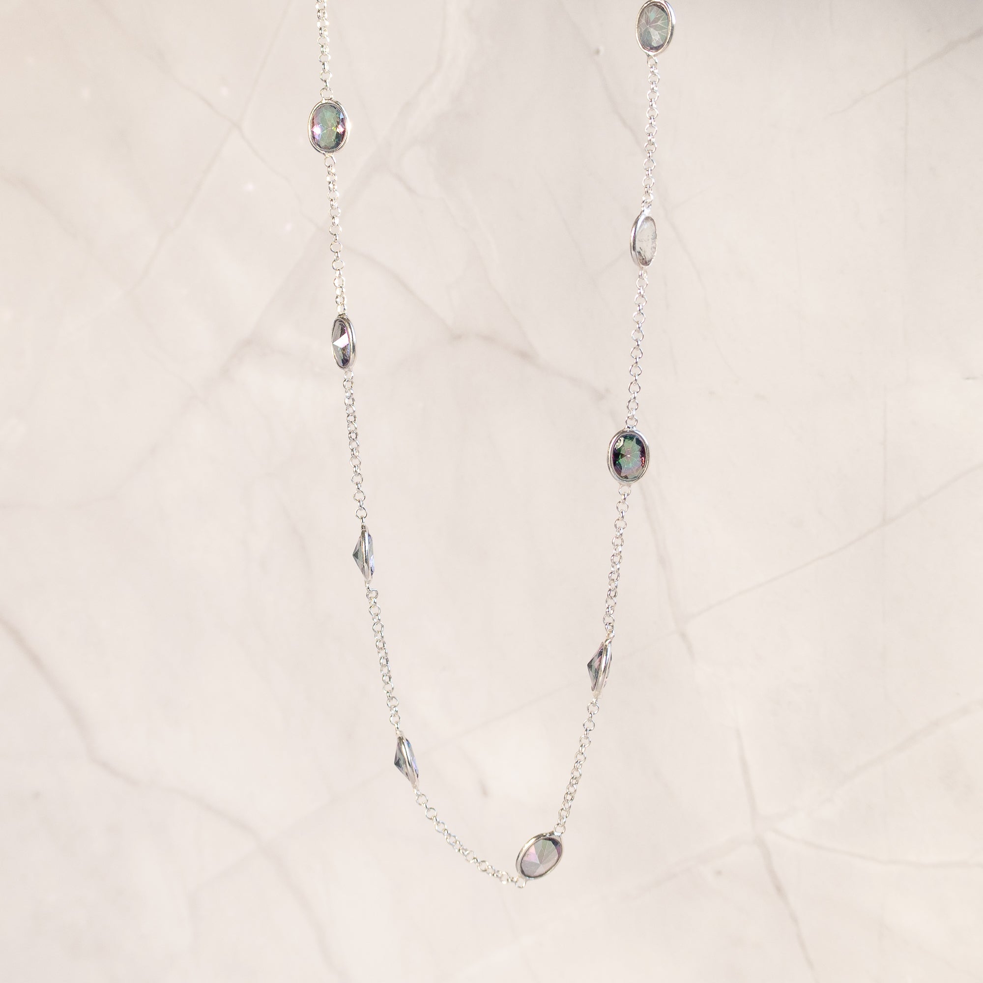 Oval Mystic topaz necklace