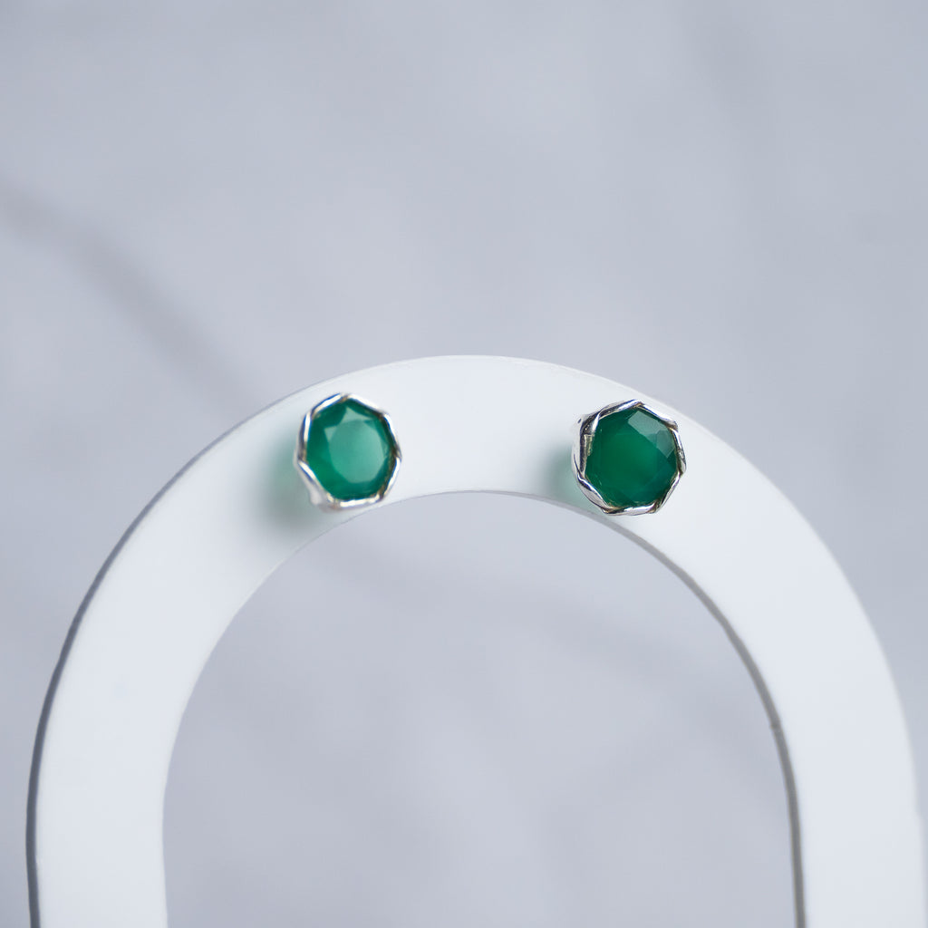 Green Onyx Semi Precious stone stud earrings