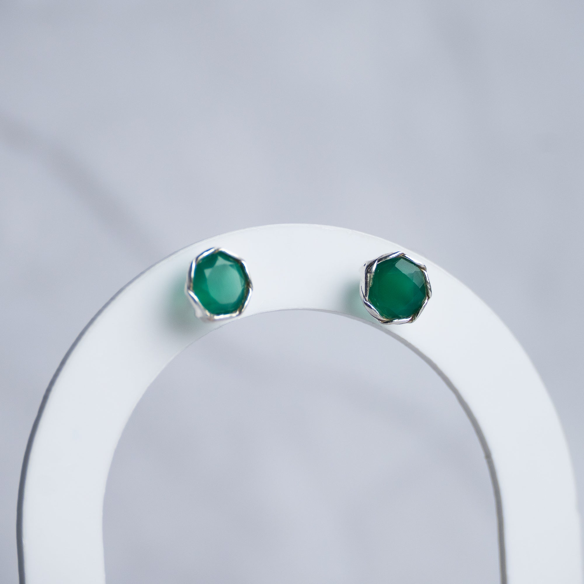 Green Onyx Semi Precious stone stud earrings