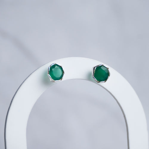Green Onyx Semi Precious stone stud earrings - Terciany 