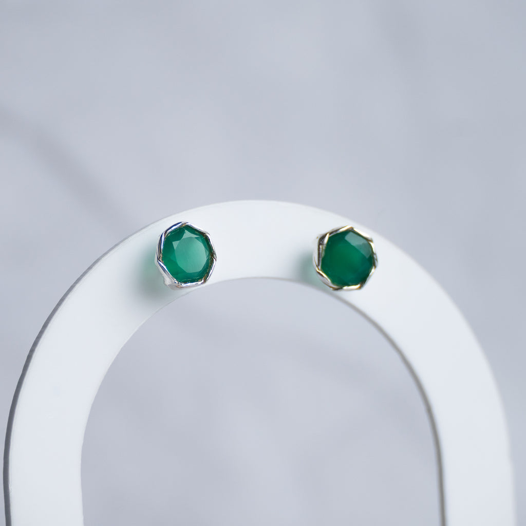 Green Onyx Semi Precious stone stud earrings