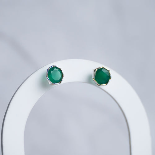 Green Onyx Semi Precious stone stud earrings - Terciany 