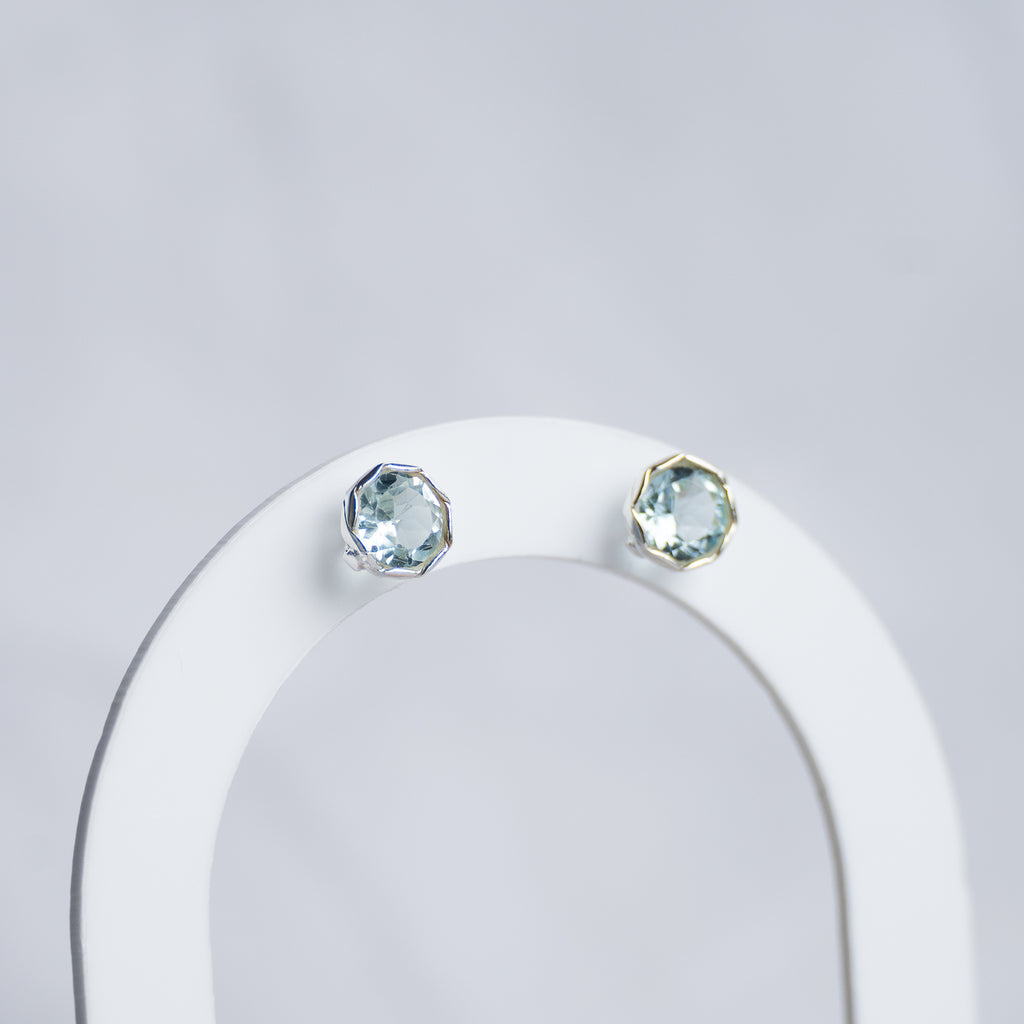 Blue Topaz semi Precious stone stud earrings