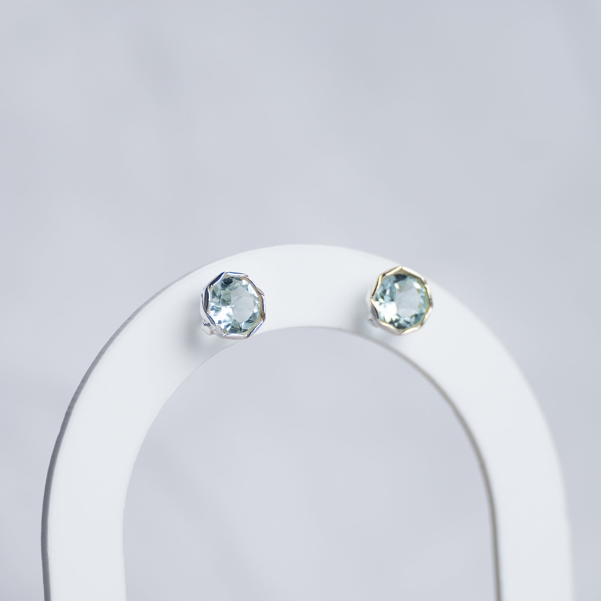 Blue Topaz semi Precious stone stud earrings