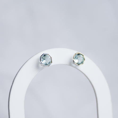 Blue Topaz semi Precious stone stud earrings - Terciany 