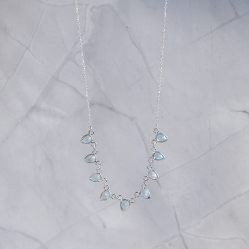 Blue Topaz Teardrop Necklace - Terciany 