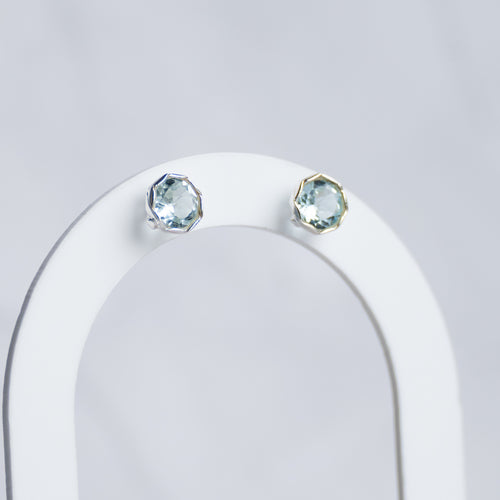 Blue Topaz semi Precious stone stud earrings - Terciany 