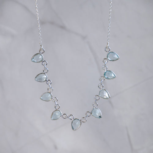 Blue Topaz Teardrop Necklace - Terciany 