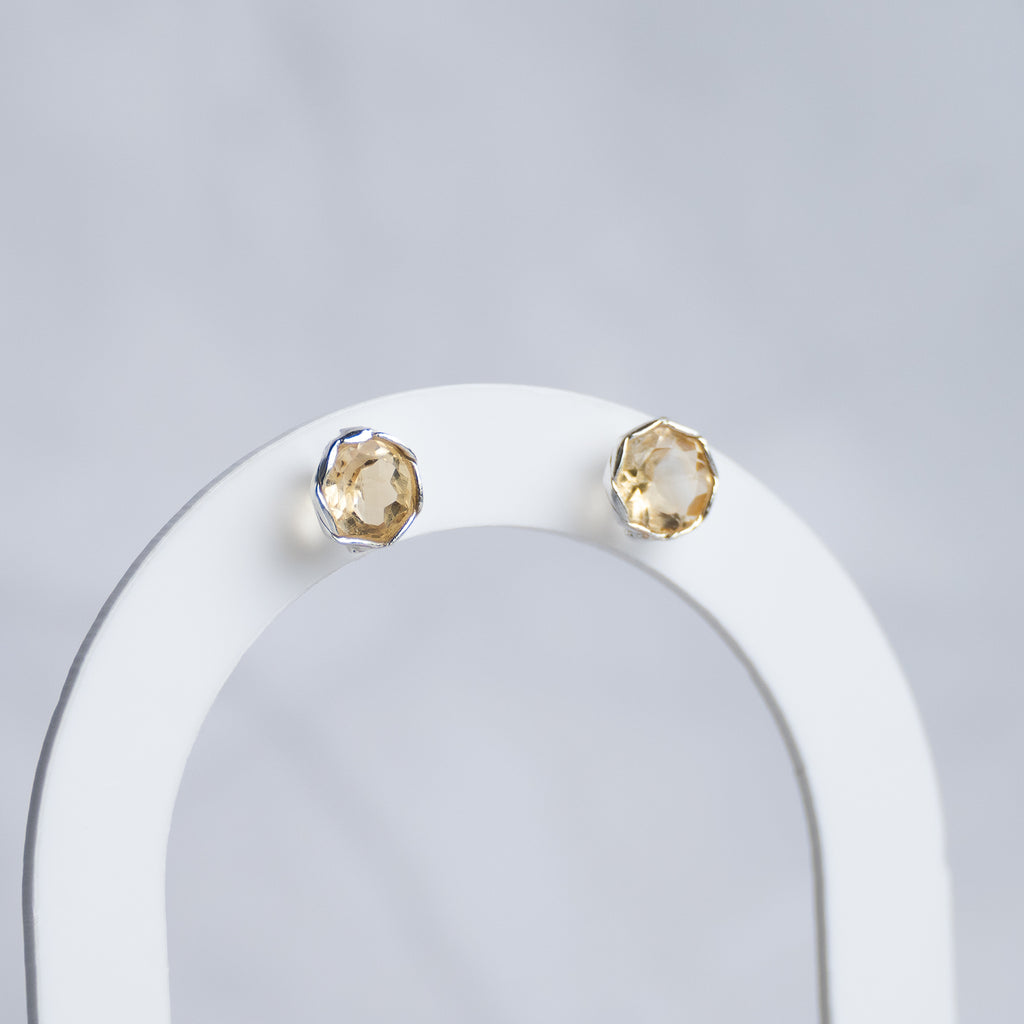 Citrine Semi Precious Stone Stud earrings