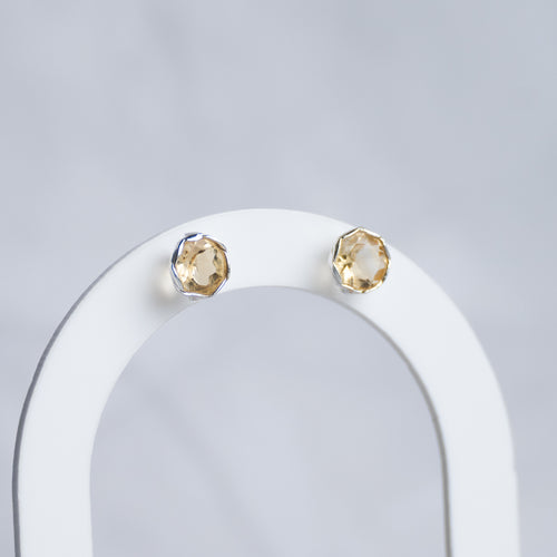 Citrine Semi Precious Stone Stud earrings - Terciany 