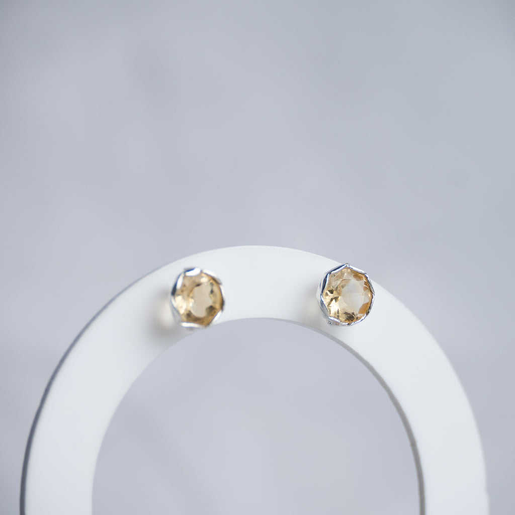 Citrine Semi Precious Stone Stud earrings
