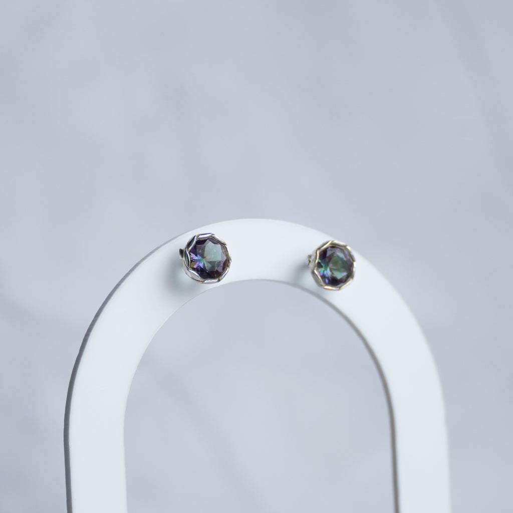 Mystic Topaz Semi Precious stone stud earrings