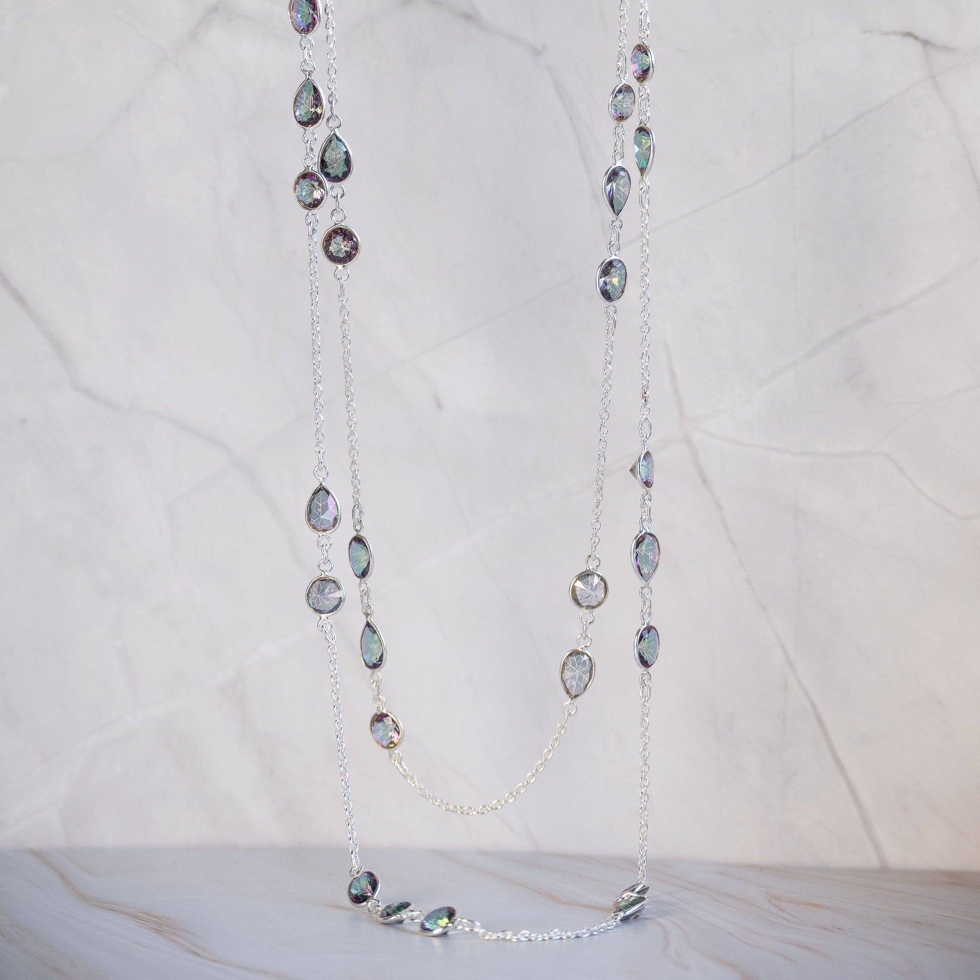 1.20 meter  Long Mystic Topaz Necklace