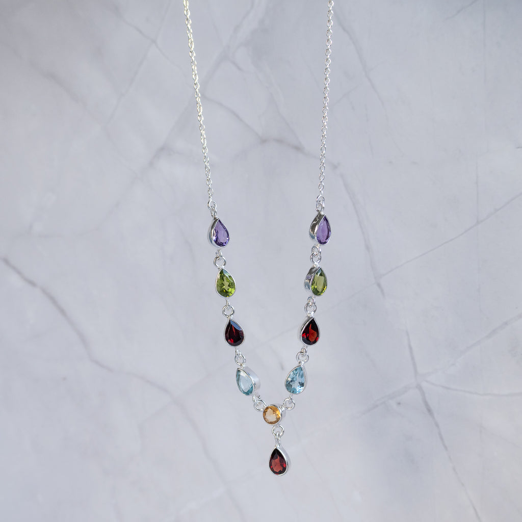 Sterling silver Y Shape Semi Precious stone Necklace