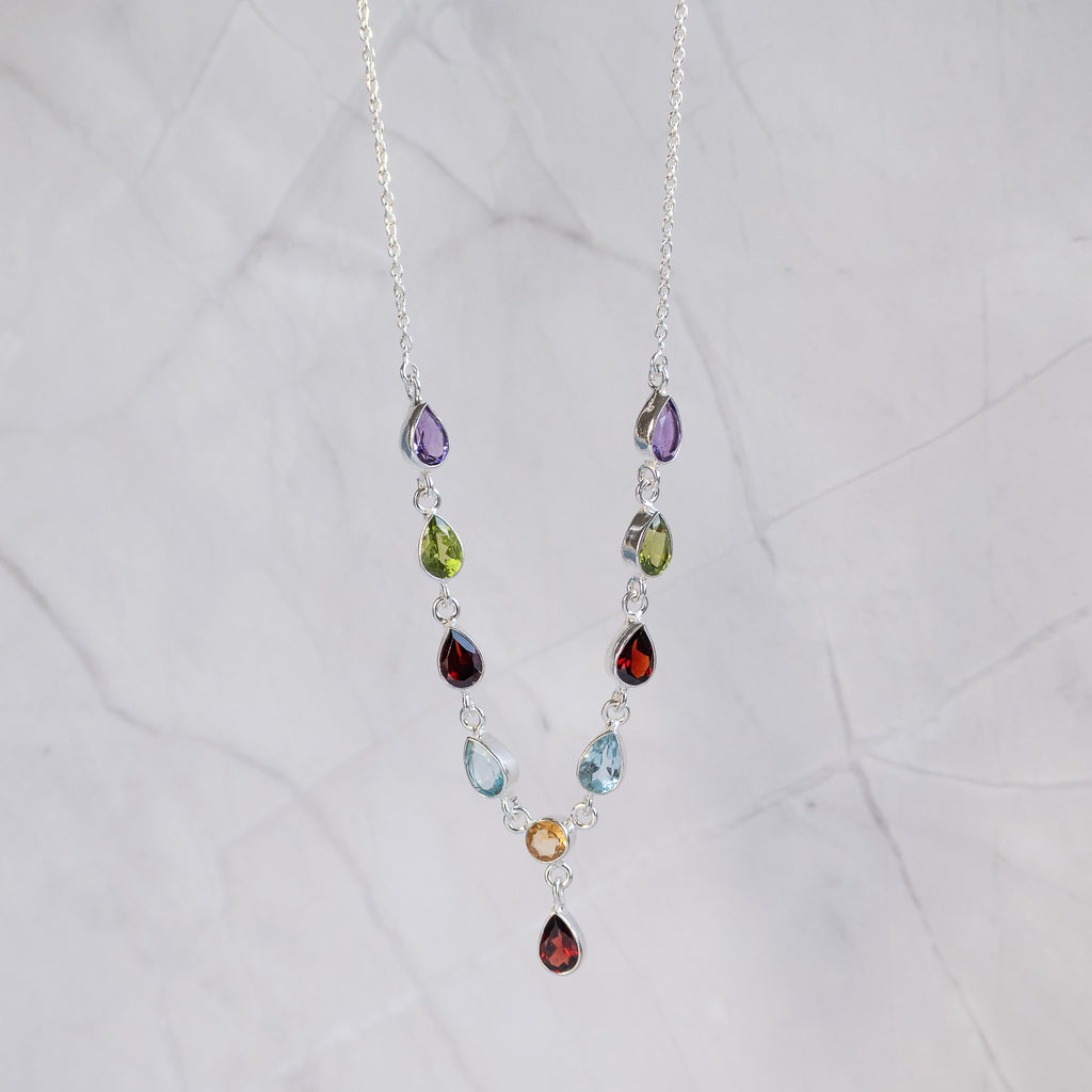 Sterling silver Y Shape Semi Precious stone Necklace