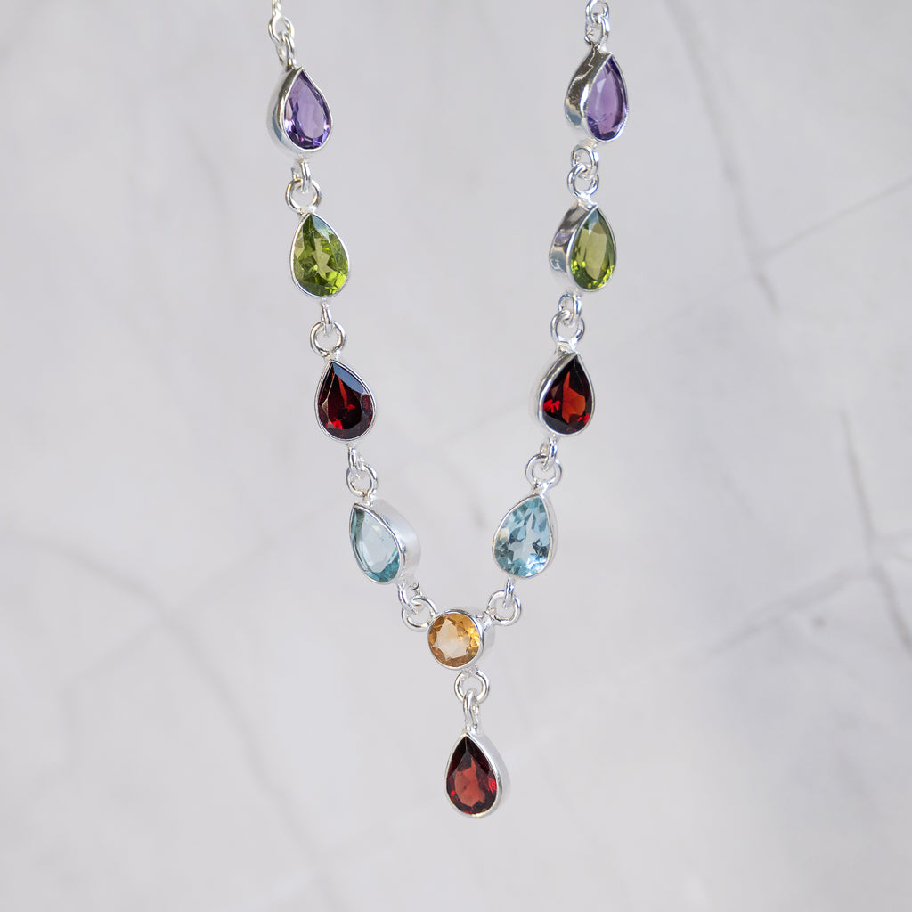 Sterling silver Y Shape Semi Precious stone Necklace