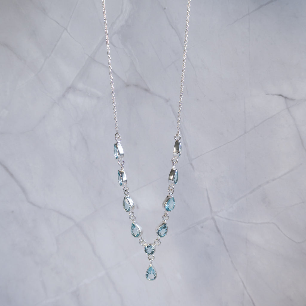Blue Topaz Y shaped Necklace