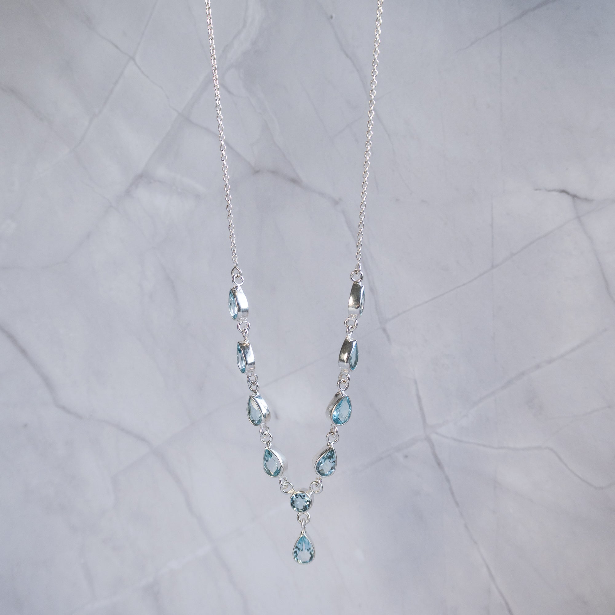 Blue Topaz Y shaped Necklace
