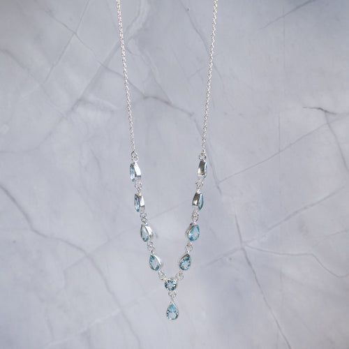 Blue Topaz Y shaped Necklace - Terciany 