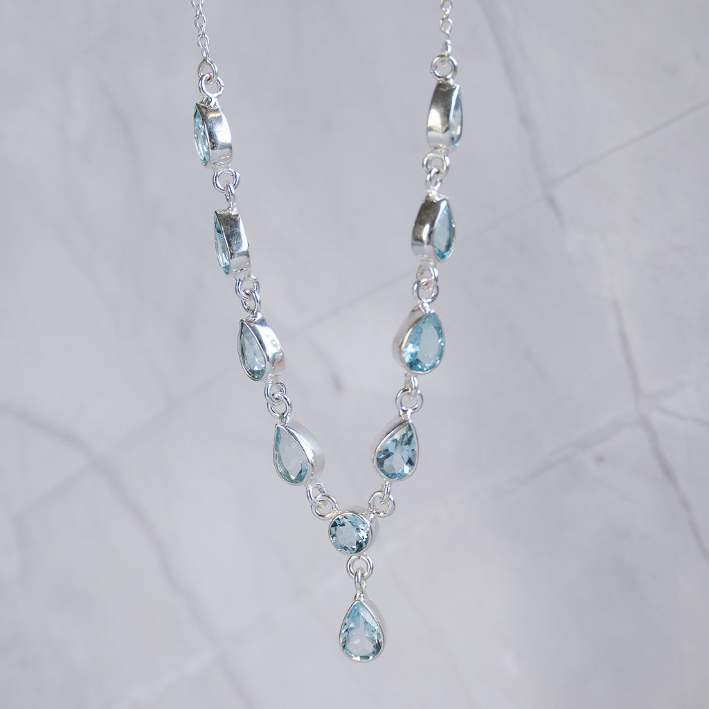 Blue Topaz Y shaped Necklace