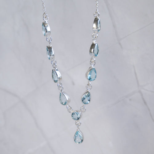 Blue Topaz Y shaped Necklace - Terciany 