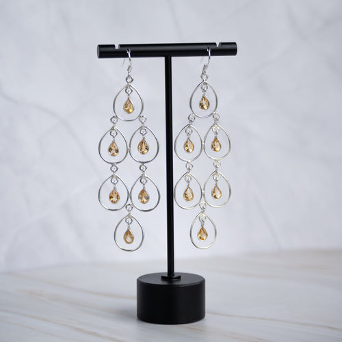 Cinderella Citrine Semi Precious stone Statement Earrings - Terciany 